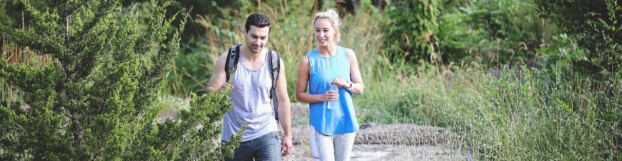 Couple hiking in forest