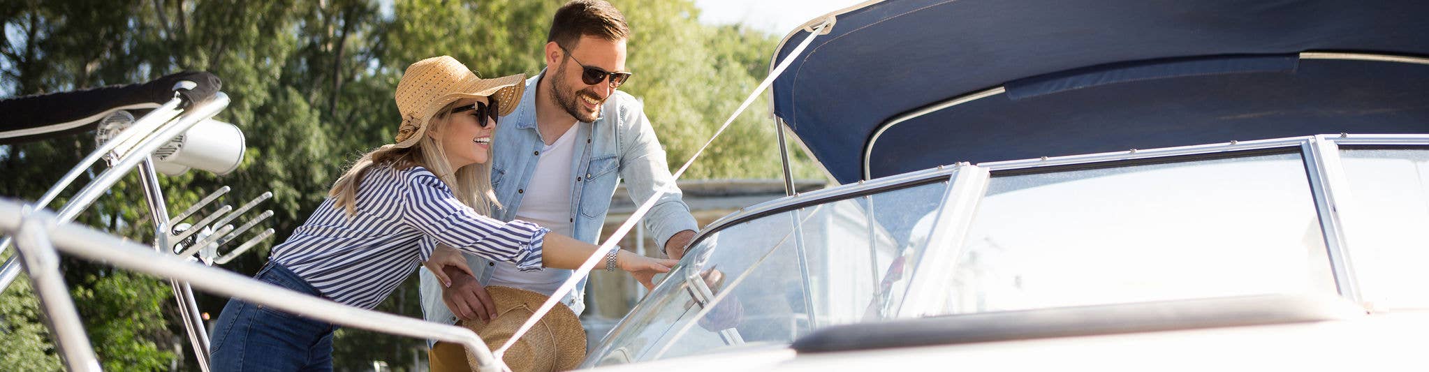 Couple looking at boat